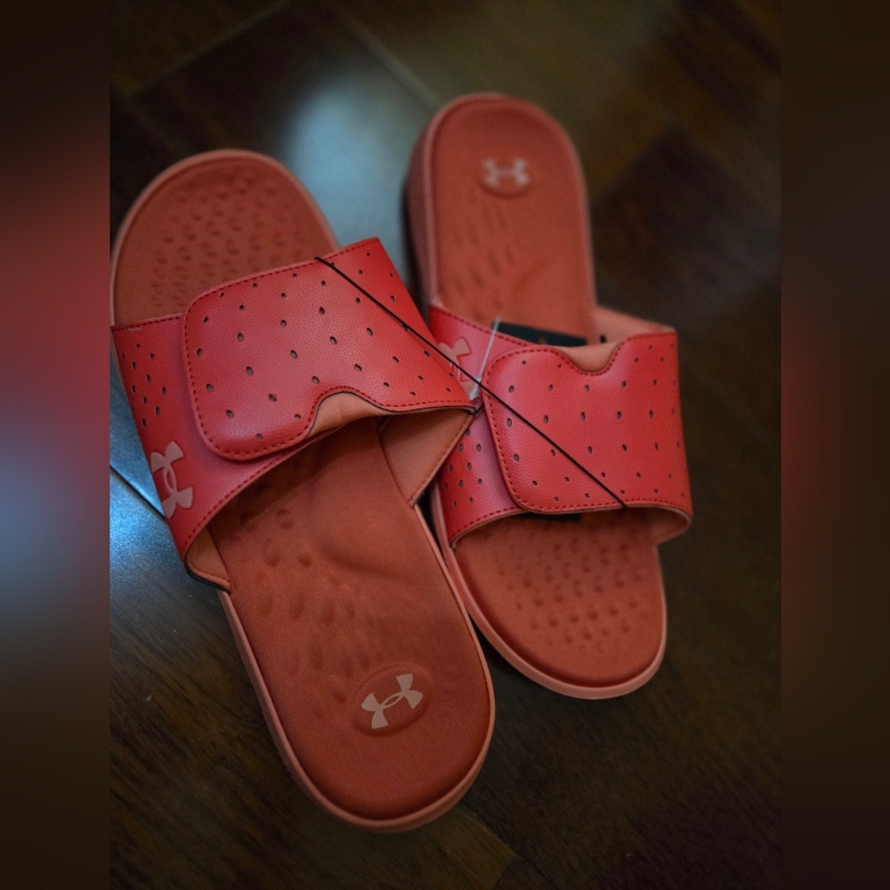 Under Armour Red Slide Sandals Size 12